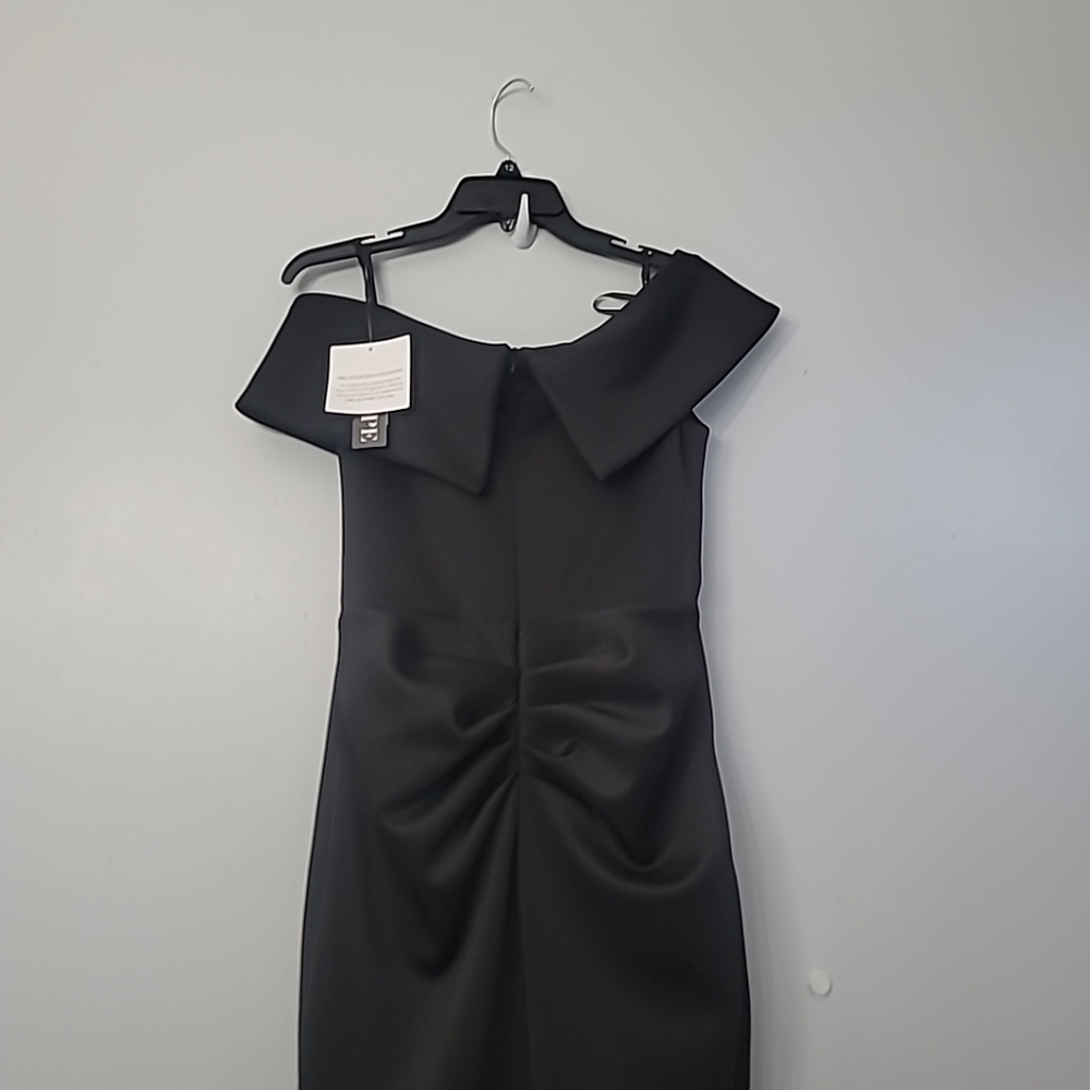 Xscape Evenings"Jessie" Short Scuba Off the Shoulder Ruffle Dress - Picture 8 of 11
